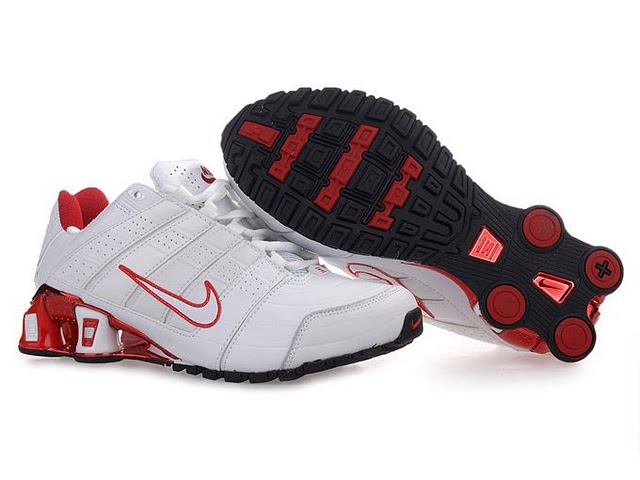 Womens Nike Shox Nz Shoes White Red - Click Image to Close